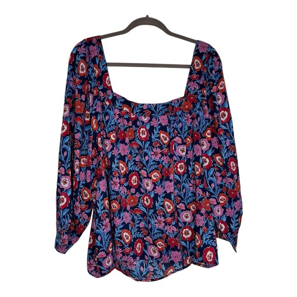 Vineyard Vines Top Womens XXL 2XL Colorful Tisbury Floral Square Neck - Picture 7 of 11